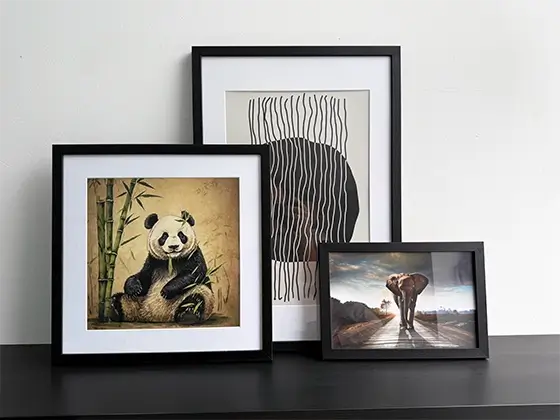 Ingelijste poster - houten frame met floatglas en passe-partout