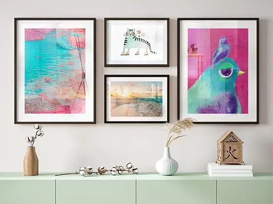 Poster met eigen foto in moderne woonkamer