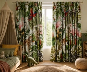 Gordijnen Jungle  kinderkamer patronen