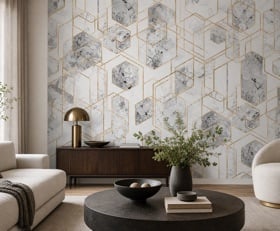 Fotobehang Marmeren hexagons patronen