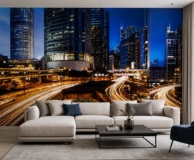Fotobehang Snelweg bij nacht