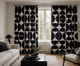Gordijnen Zwart wit geometrisch modern patronen
