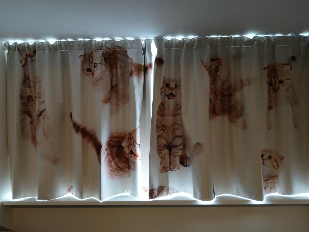 Gordijnen met print in een klantinterieur