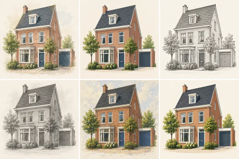 Voorbeelden van een persoonlijk huisportret in verschillende stijlen