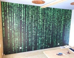 Fotobehang Groene digitale matrix code