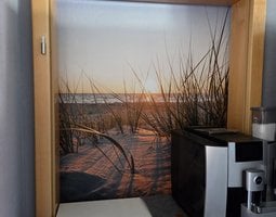 Fotobehang Helmgras op duinen langs strand