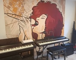 Jazzzangeres op grunge achtergrond