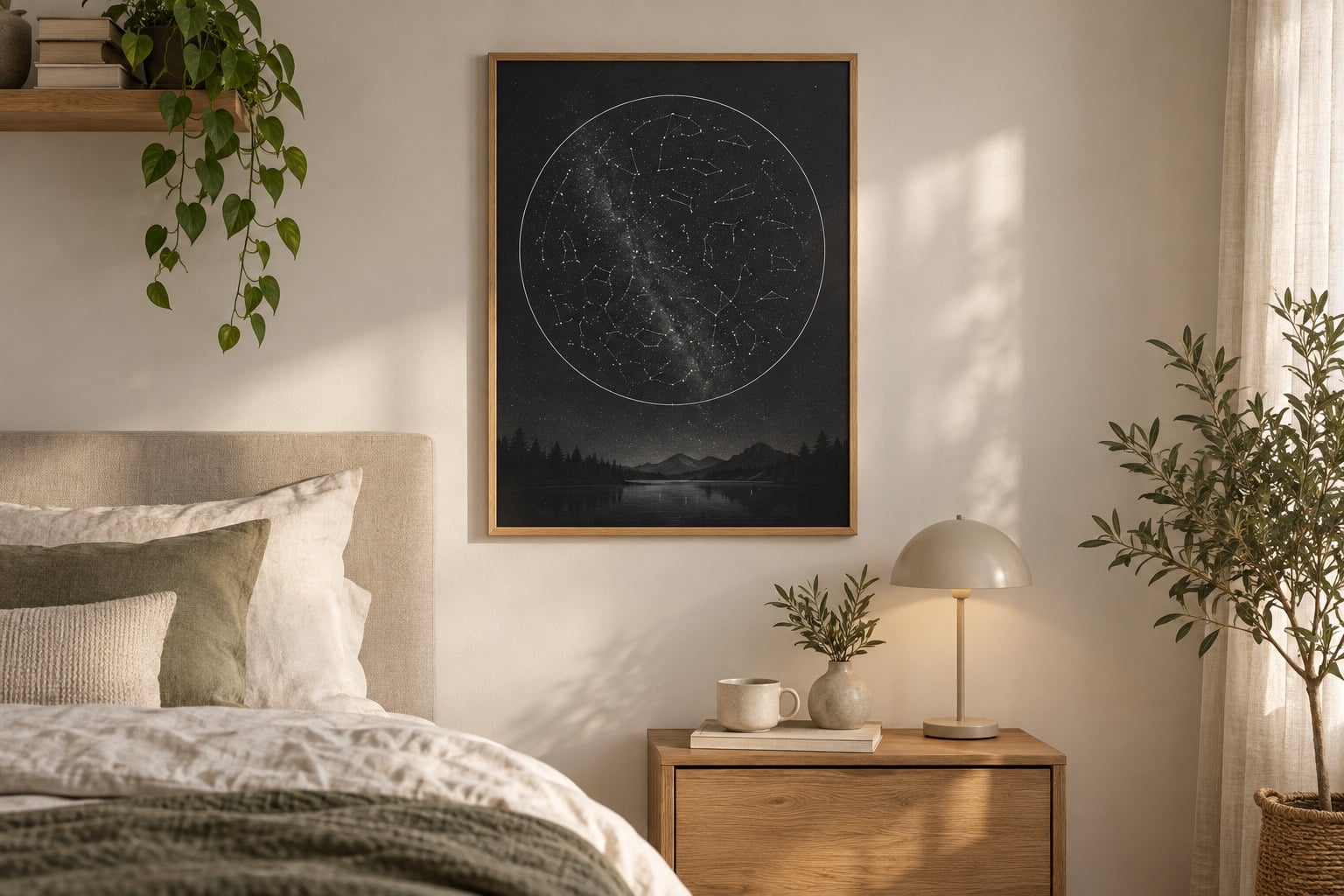 Persoonlijke sterrenposter in een slaapkamer