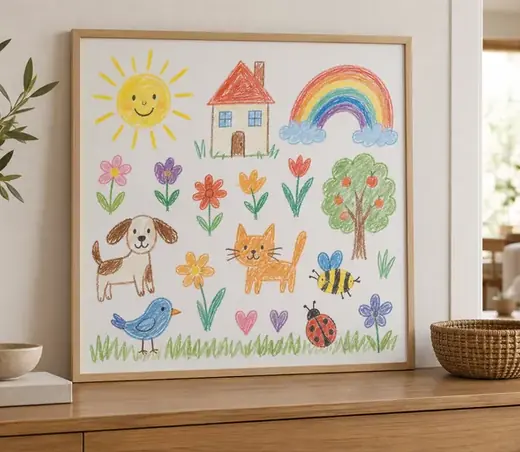 Persoonlijke poster met kindertekeningen